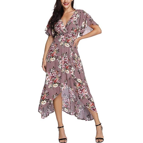 aloquis Dresses & Skirts - Floral, pink brown dress